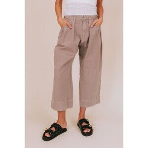 Free People Sweet Talk Chino Trousers Pants Mid-Rise Wide Leg Pleated S 279560